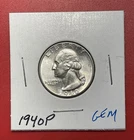 1940 P Silver Washington Quarter, Choice to Gem Uncirculated.