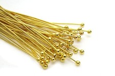 200pc 50mm Gold Brass Jewelry Head Pins 22 Gauge Nickel Free for Earrings