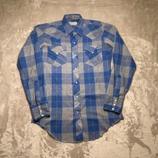 Vtg 60s H Bar C California Ranchwear Pearl Snap Shirt Mens 15 Plaid Western USA