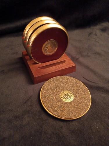 The BTS Collection Pegasus Mobil Oil Solid Brass Coasters 4 3/4" - Picture 6 of 8