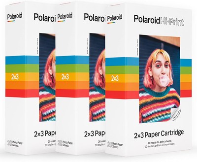 Polaroid Hi Print Photo Paper Triple Pack 60 Sheets Self Adhesive 2x3 Prints