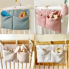 Baby Crib Organizer Cot Caddy Bed Storage Bag 2 Pockets Bedside Hanging Diaper