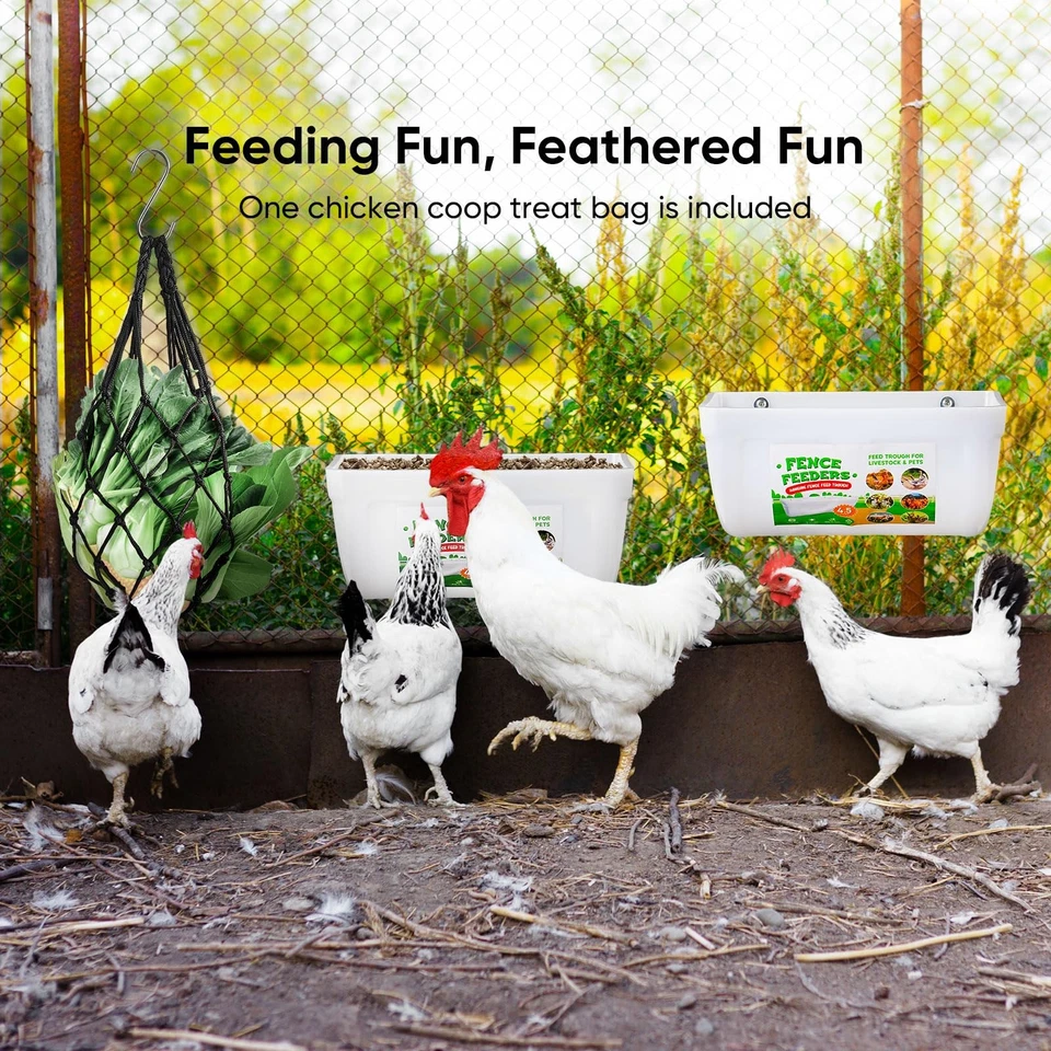 4 Pack Chicken Feeders, 4.5 Quart Goat Hanging Fence Feeders, with Hooks, Scr... - Image 2 of 4