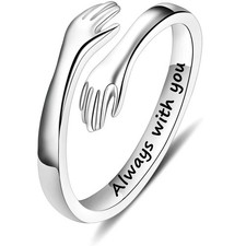 Hand Embrace Shape Ring Metal Adjustable Open Band Gift Wedding Women Jewelry