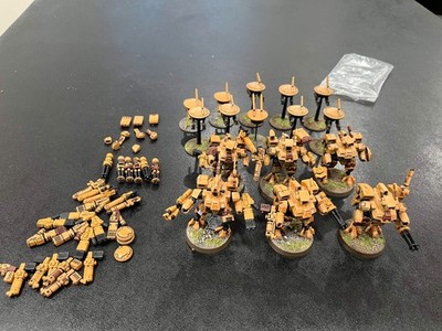 Warhammer 40000 40k Tau Crisis Battlesuit lot well painted magnetized hardpoints