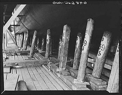 Baltimore Maryland 1940s Bethlehem-Fairfield Shipyard Ship Launch Preparations