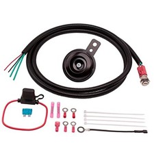 Universal ATV Horn Kit For Polaris RZR, Ranger, Black single horn with harness