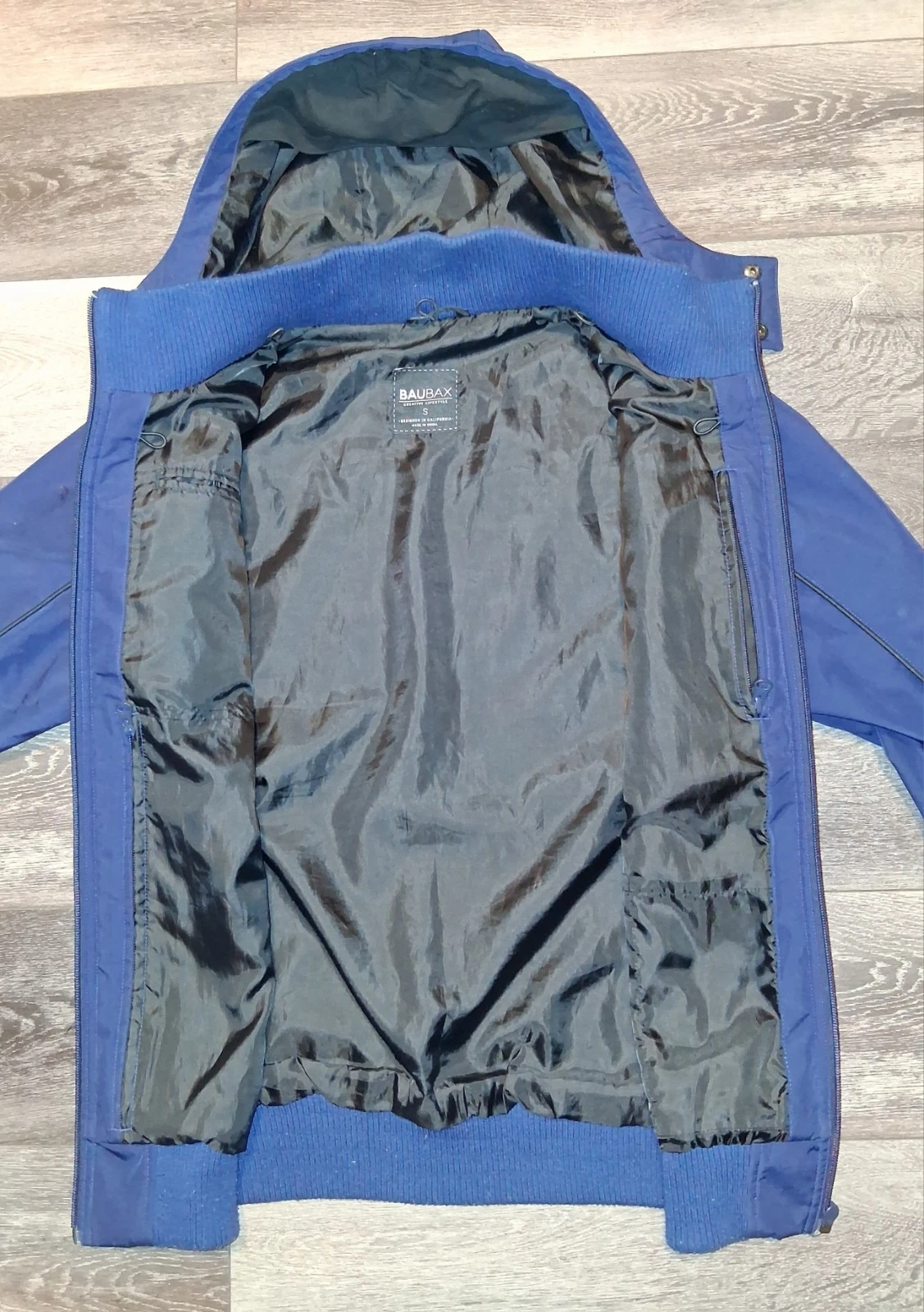Baubax Travel Bomber Jacket Detachable Hood Utility Softshell Navy Mens Small image 3