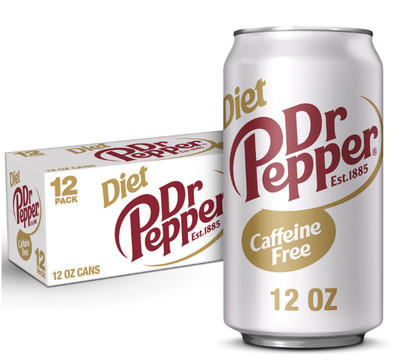 Diet Dr Pepper Caffeine Free Zero Sugar Soda 12 oz 12 Pack Cans - Free Shipping