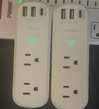 2 Outlet Extender with Rotating Plug Surge Protector 6 AC Outlets 3 USB Ports