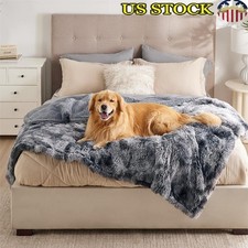 Waterproof Pet Blanket Plush Sherpa Faux Fur Dog Cat Travel Comfort Mat Grey