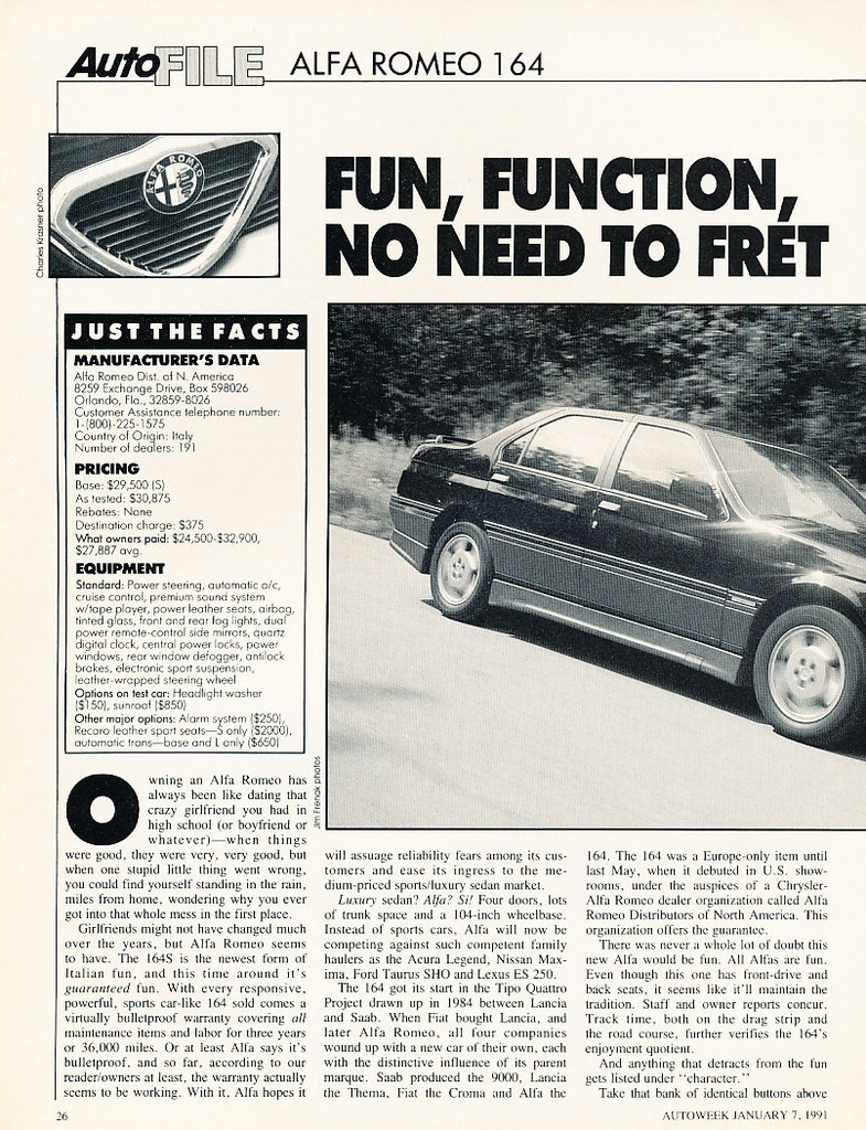 Alfa Romeo 全車種カタログ 1910年以降 1991 Alfa Romeo 164 - Autofile - Classic Original Article