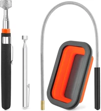 4 Pack Telescoping Magnet Pick-Up Tool Set with Magnetic Parts Tray, Extendable