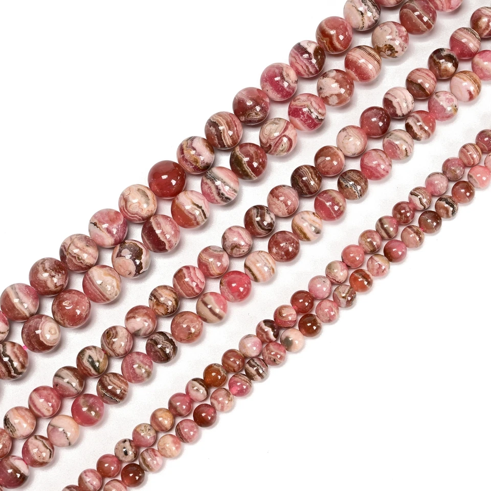 Natural Grade A Rhodochrosite Smooth Round Beads Size 6mm 8mm 10mm 15'' Strand - Image 4 of 4