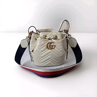 GUCCI Matelasse Sylvie Web GG Marmont Bucket Shoulder Bag 
