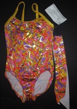 NWT Wolff Fording Foil Print Camisole Leotard Spandex Girls Small Child 4-6