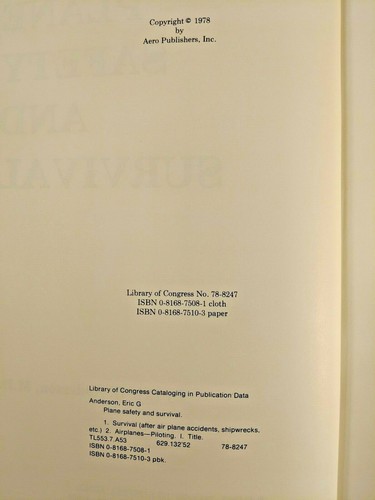 Plane Safety and Survival by Eric Anderson 1978 HCDJ Book - Picture 3 of 12
