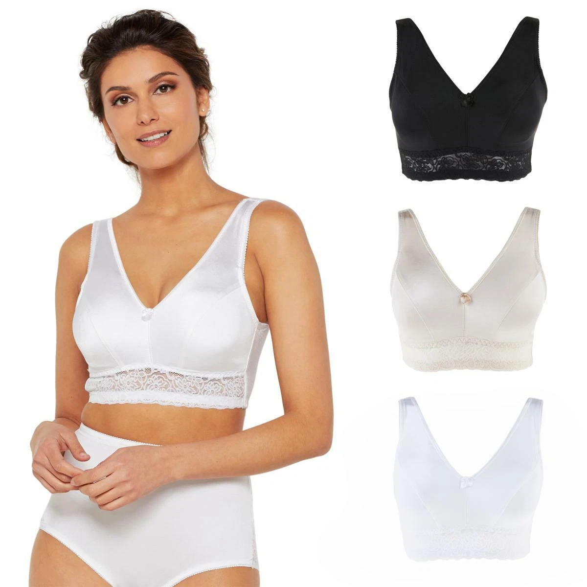 Rhonda Shear 3-pack Bralette Mesh Front Leisure Bra – Morbido, Multicolor, Safari Butterfly - Foto 6