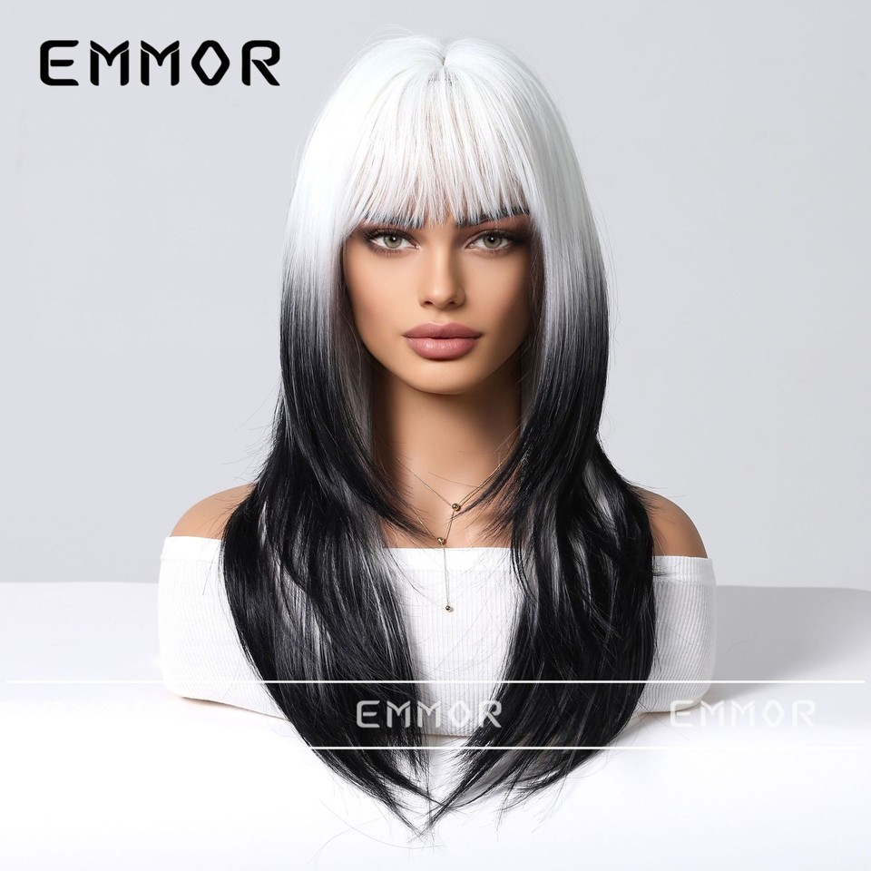 Women's wig with bangs mediumlength curly wig full headband synthetic