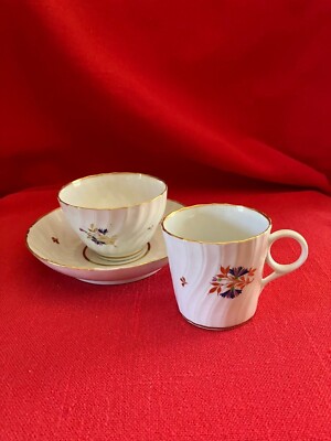 c 1788 RARE Robert Chamberlain Worcester fluted, hand painted true trio #1