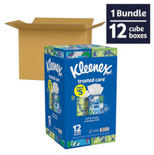Kleenex Trusted Care Soft Facial Tissue, 12 Cube Boxes, 2-Ply NO SHIP TO CA 