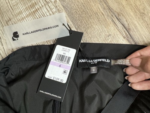 Karl Lagerfeld Black Satin Micro Pleat Skirt Size 6 NWT Formal Holiday 30” Waist - Picture 4 of 7