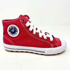 PF Flyers Grounder Hi Reis Red White Kids Casual Retro Sneakers PK11GH4B