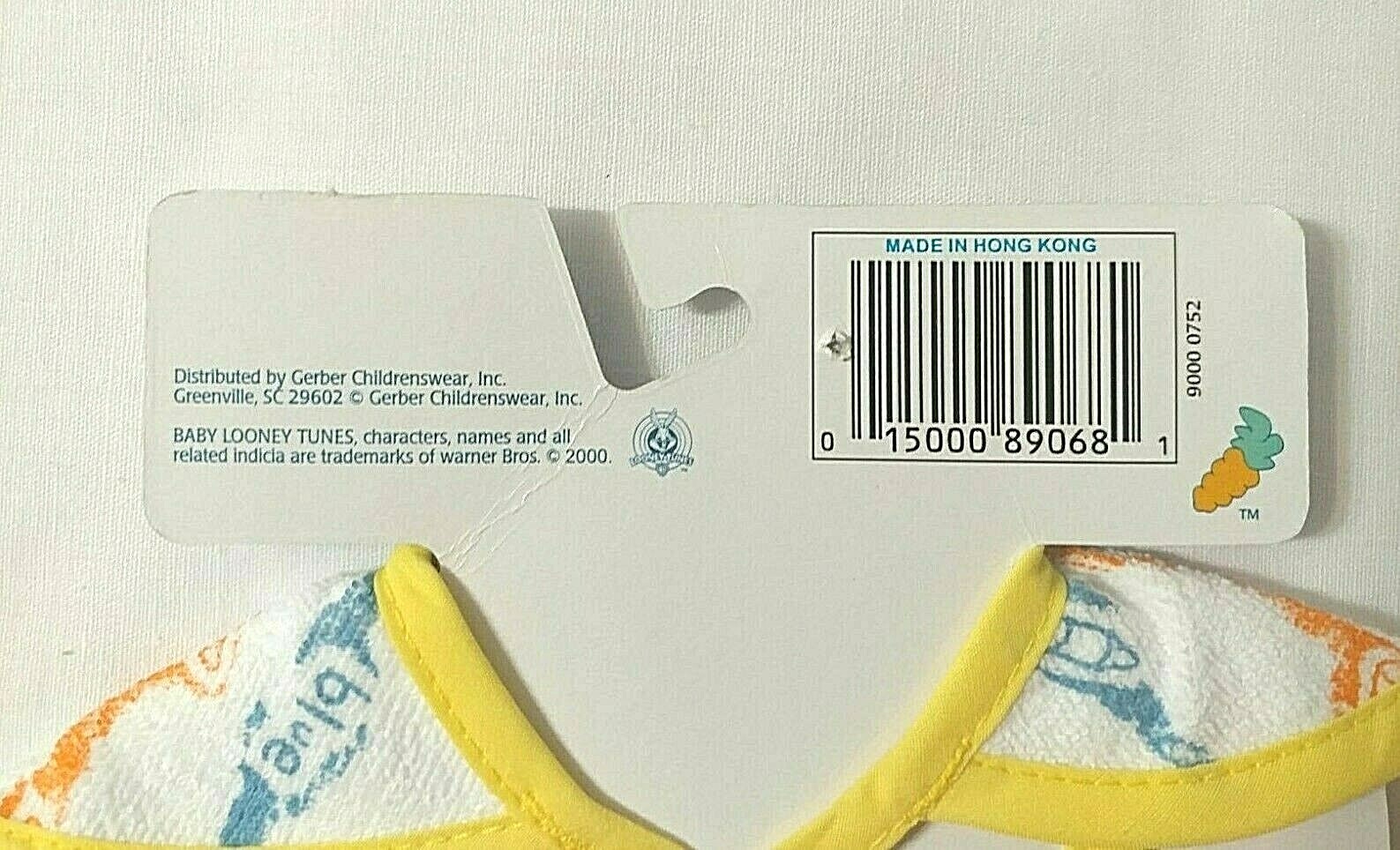 Baby Bib Looney Tunes Bugs Bunny NEW Dribbler Drooler Soft Fabric Front Ties