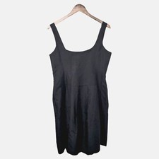 Ralph Lauren Black Dress Silk pleated midi strappy scoop neck  size 12