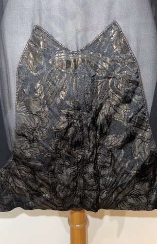 HARVEY NICHOLS BLOUSE 1930'S BLACK SILK CREPE GOLD LARME TRIM SIZE M/L - Picture 3 of 7