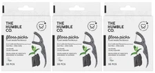 3 HUMBLE Mint Charcoal Floss Picks Toothpicks Dental Floss 50pcs per pack