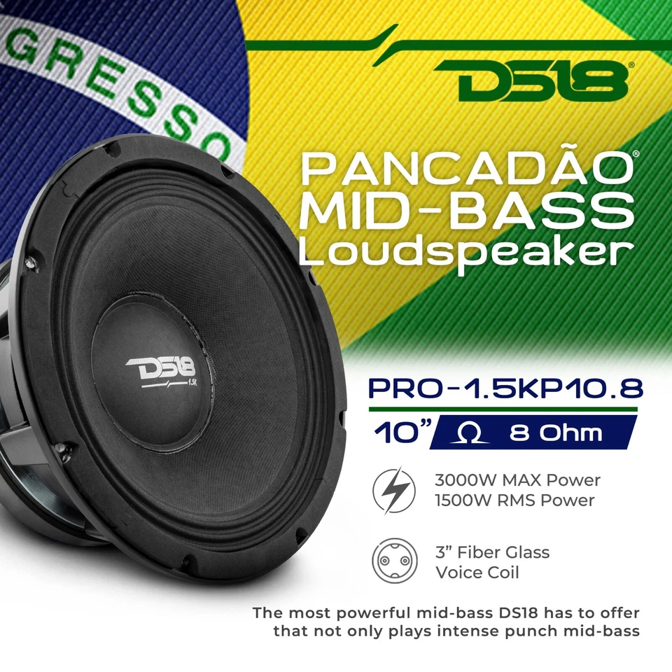 DS18 PRO-1.5KP10.8 PANCADÃO Mid-Bass Car Speaker 10" 1500 Watts Rms 8-Ohm - Image 2 of 4