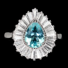 925 Sterling Silver Ring Pear Neon Blue Apatite 8x6mm Gemstone Jewelry 7