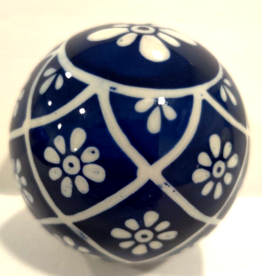 Decorative Ceramic Balls, Set of Two, Colbalt Blue & White eBay