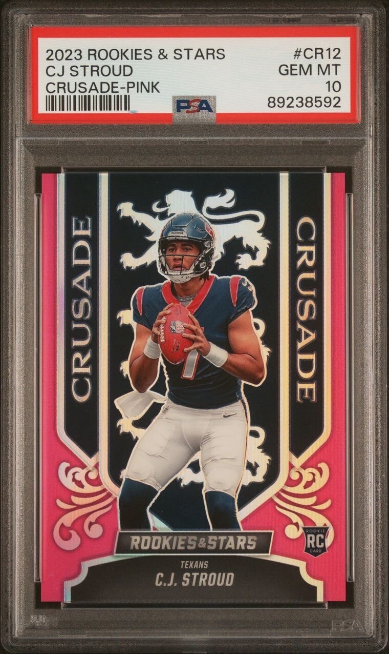 2023 Panini Rookies And Stars CJ Stroud Crusade-Pink CR12 PSA10  /75 Short Print
