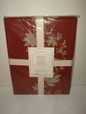 Williams Sonoma Harvest Crewel Table Runner 20" x 108" Embroidered Leaves Cotton
