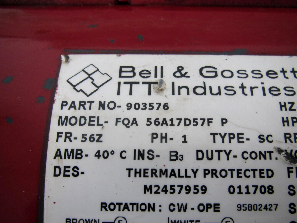 Bell & Gossett 903576 169224 56A17D57F 1/4HP 115/208-230V