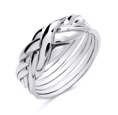 925 Sterlingsilber 6 Band Puzzle Ring Größe M N O P Q R S T U V W X Y Z