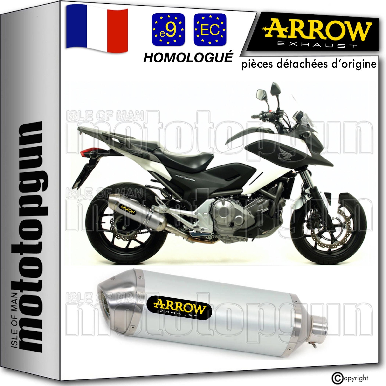 Silencieux moto Arrow RC Race-Tech aluminium Honda NC 750 X 2014 pot homologué route