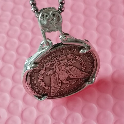 Vintage Morgan Dollar Pendant with Silver Plated Decorative Coin for Friend'Gift - Picture 3 of 5