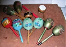 VTG Percussion Collection 9 Maracas, Hand String Drum Noise Maker Shaker Stick