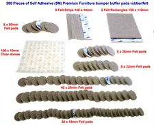 200 pieces Premium Furniture Floor protecion Buffer Bumper Rubber / Felt Pads;