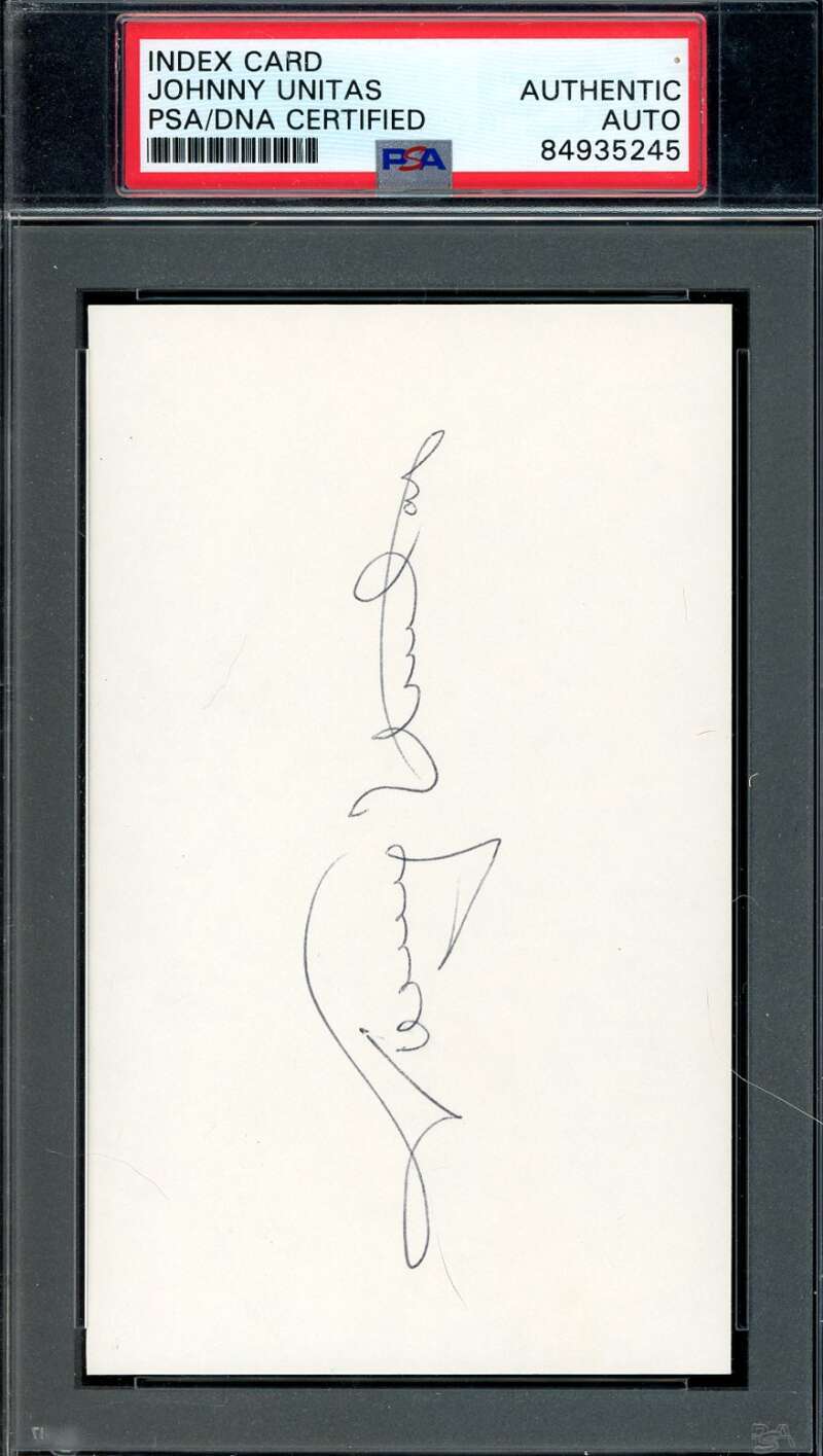 Johnny Unitas PSA DNA Signed 3x5 Index Card Autographed