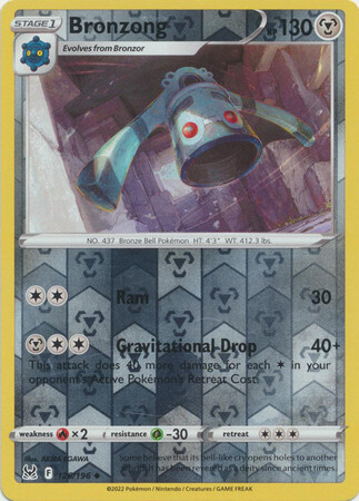 BRONZONG 126/196 LOST ORIGIN POKEMON (REVERSE HOLO, NM)