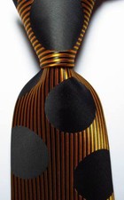 New Classic Striped Dot Black Gold JACQUARD WOVEN Silk Men's Tie Necktie