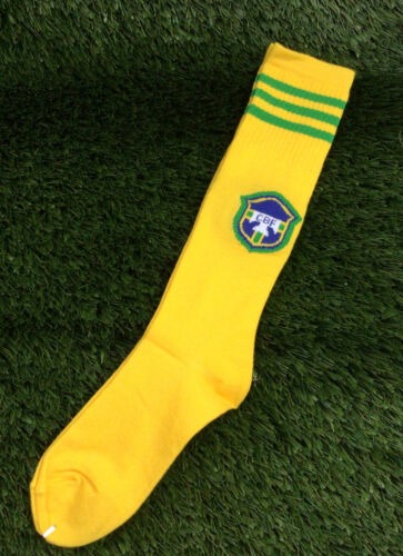 Brasil Brazil Yellow CBF Logo Soccer World Cup Socks Kid's Size Ages 6-10 Yrs - Afbeelding 1 van 6