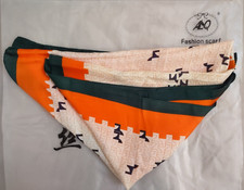 NWOT Women's Square Scarf 35x35 Abstract Horse Print in Orange, Dark Green, Gold