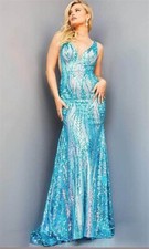 Jovani Teal Jade Iridescent Sequin Prom Gown 22770 size 2