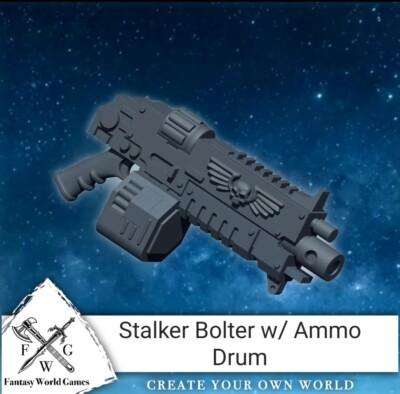 Stalker Pattern Boltgun with Ammo Drum McFarlane Toys Custom Action Fig Upgrade