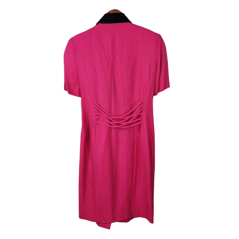 Vintage Power Suit Jacket Dress Size 2 Petite Career Secretary Bright Hot Pink - Image 4 of 4